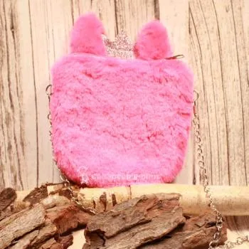 Umhängetasche Kinder plüsch pink mit glitzer Ohren - Krone - umhaengetasche kindertasche hase rosa glitzer krone
