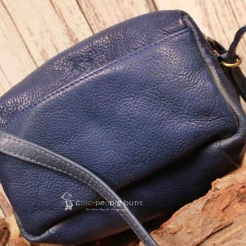 Umhängetasche Leder 4 Fächer Quaste blau