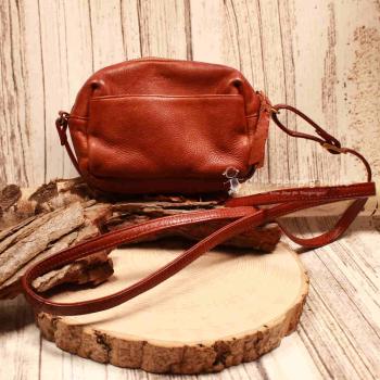 Umhängetasche Leder braun 4 Fächer Quaste