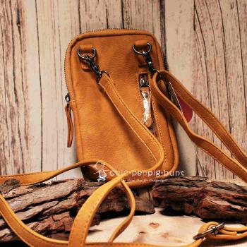 Handtasche Leder curry klein 2 Fächer