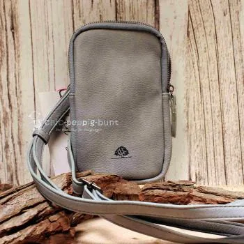 Handtasche Leder grau-blau klein 2 Fächer - umhaengetasche mini handtasche leder grau blau faecher