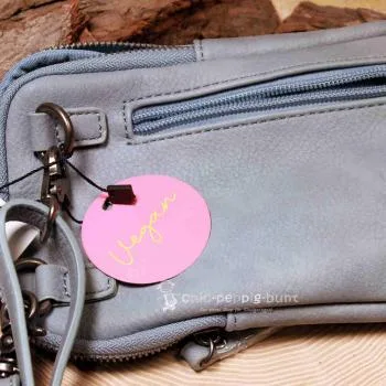 Handtasche Leder grau-blau klein 2 Fächer - umhaengetasche mini handtasche leder grau blau faecher