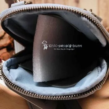 Handtasche Leder grau-blau klein 2 Fächer - umhaengetasche mini handtasche leder grau blau faecher