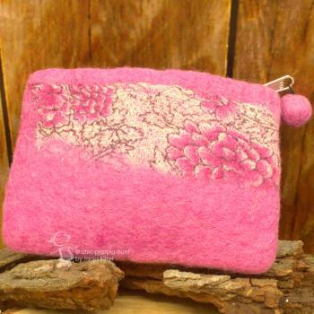 Mäppchen filz Blumenmotiv rosa