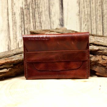 Kartenetui Visitenkartenetui Brieftasche Businesscard Holder Leder Braun Hochglanz Handmade 10cm