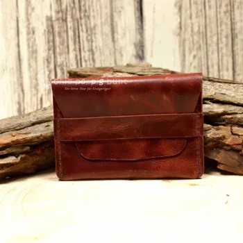 Kartenetui Visitenkartenetui Brieftasche Businesscard Holder Leder Braun Hochglanz Handmade 10cm