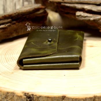 Kartenetui Visitenkartenetui grünes Glatteder