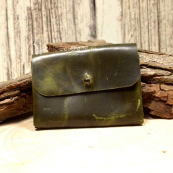 Kartenetui Visitenkartenetui Businesscard Holder Leder Grün Glatt Handmade 2 Fächer