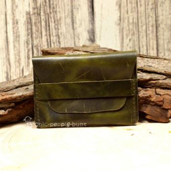 Kartenetui Visitenkartenetui Businesscard Holder Leder Grün Glatt Handmade 10cm