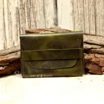 Kartenetui Visitenkartenetui Businesscard Holder Leder Grün Glatt Handmade 10cm
