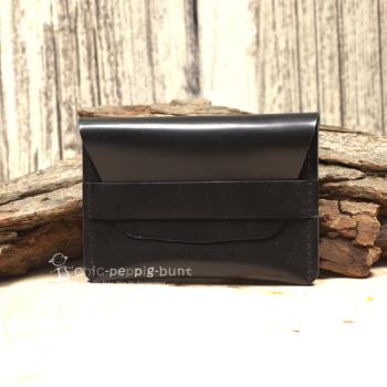 Kartenetui Visitenkartenetui Businesscard Holder Leder Schwarz Hochglanz Handmade 10cm