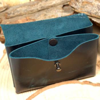 Kartenetui Visitenkartenetui Glatteder türkis-blau