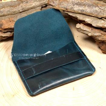 Visitenkartenetui türkis - blaues Leder