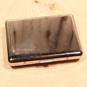 Filz-Zigarettenetui mit Hirsch-Motiv dunkelgrau