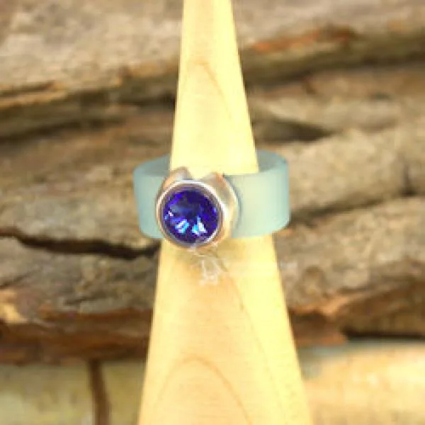 Damenring Swarovski - Kautschuk-Band - breit
