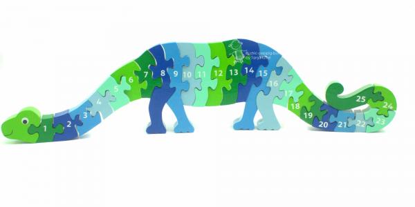 Holz Puzzle mit Zahlen als Dinosaurier