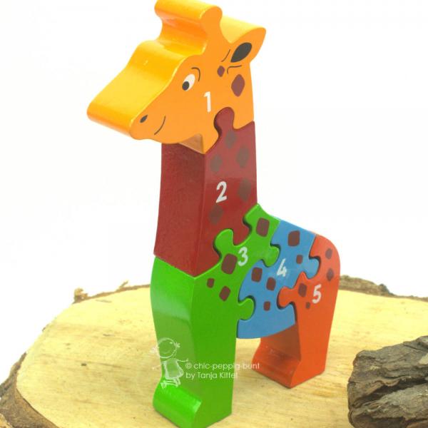 3 D Holz Puzzle Giraffe mit Zahlen von 1-5