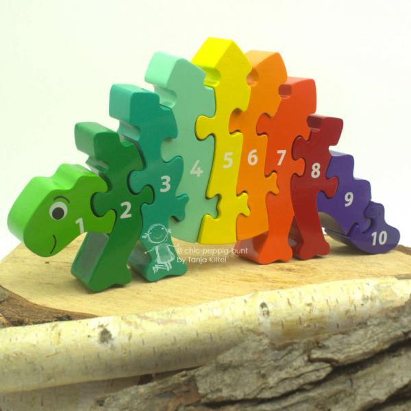 Zahlen Puzzle als bunter Stegosaurus