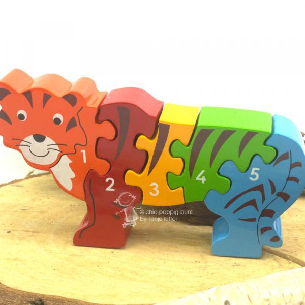 3 D Puzzle kleiner Tiger mit Zahlen von 1-5