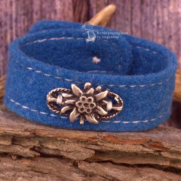 Trachten Armband Edelweiß Filz - Armband tracht tuerkisblau edelweiss