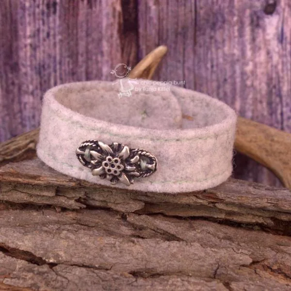 Trachten Armband Edelweiß Filz - Armband tracht weiss edelweiss