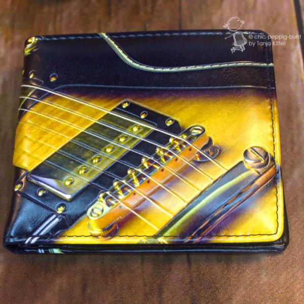 Herren-Geldbeutel - schwarz-gelb - Kunstleder - Gitarre Herren-Geldbeutel - schwarz-gelb - Kunstleder - Gitarre