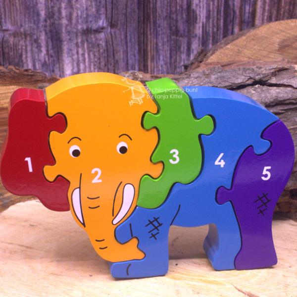 3 D Puzzle kleiner Elefant mit Zahlen von 1-5 3 D Puzzle kleiner Elefant mit Zahlen von 1-5