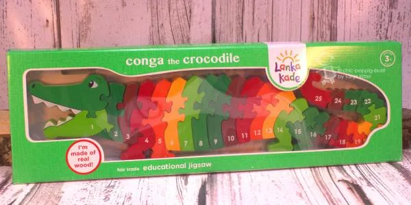 Buntes 3 D Puzzle als Krokodil mit Zahlen