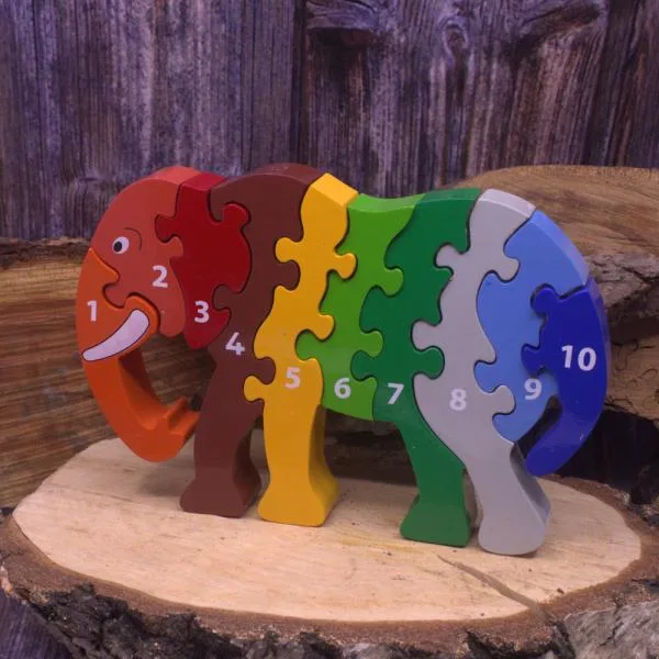 Zahlen Puzzle als bunter Elefant