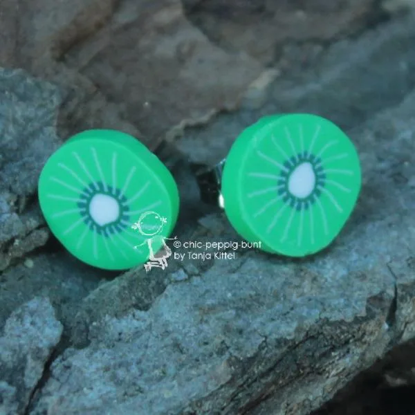 Fruchtige Ohrstecker - Ohrstecker kiwi gruen