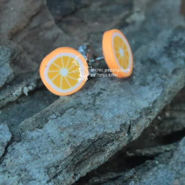Fruchtige Ohrstecker - Ohrstecker orange obst
