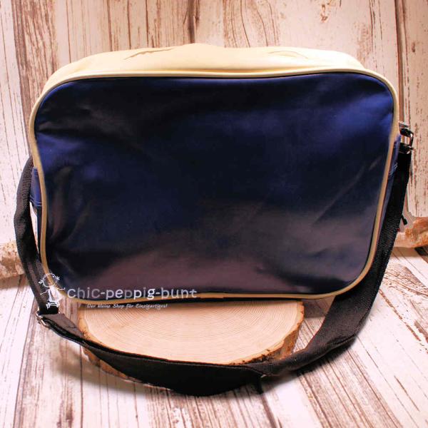 Umhängetasche VW T1 Bus 1 Fach Kunstleder blau-creme