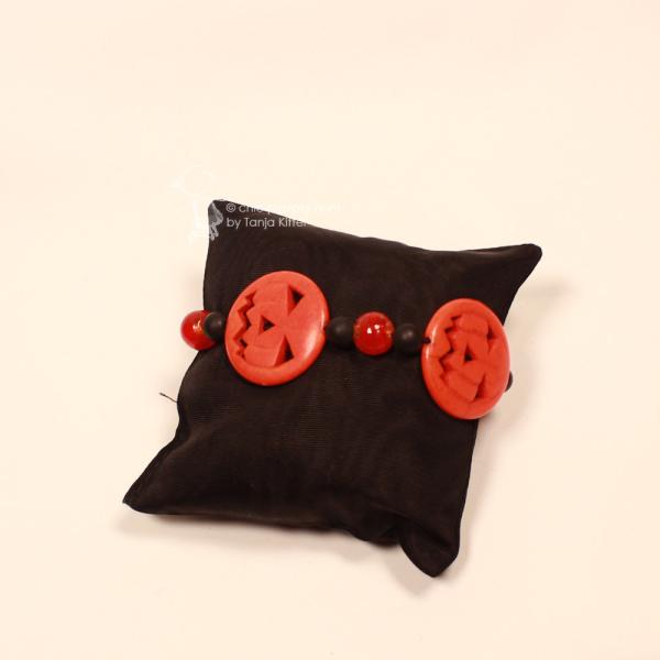 Halloween Armband Hexenkopf – Perlen-Schmuck in Schwarz & Orange
