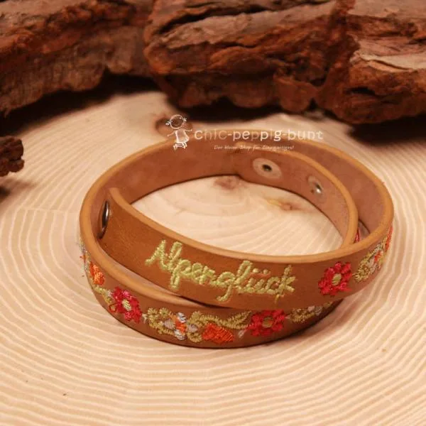 Armband Tracht Kunstleder braun Kinder Blumen - armband tracht kunstleder alpenglueck doppel braun
