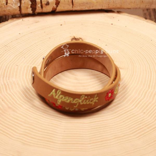 Armband Tracht Kunstleder braun Kinder Blumen