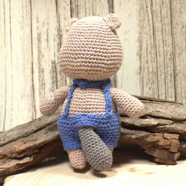 Biber als Dekofigur Stoffpuppe Spielfigur Handmade beige 18 cm gehäkelt