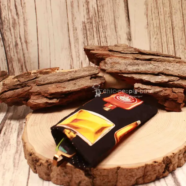 Brillenetui Stoff schwarz mit Whiskey Flaschen - brillenetui stoff handgenäht flaschen whisky