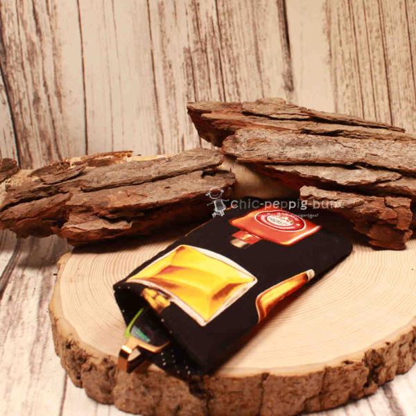 Brillenetui Stoff schwarz mit Whiskey Flaschen