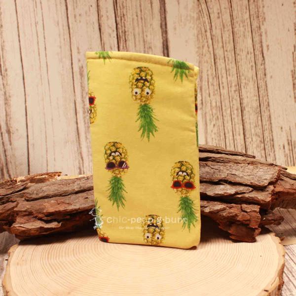 Brillenetui Stoff gelb mit Annanas Frucht