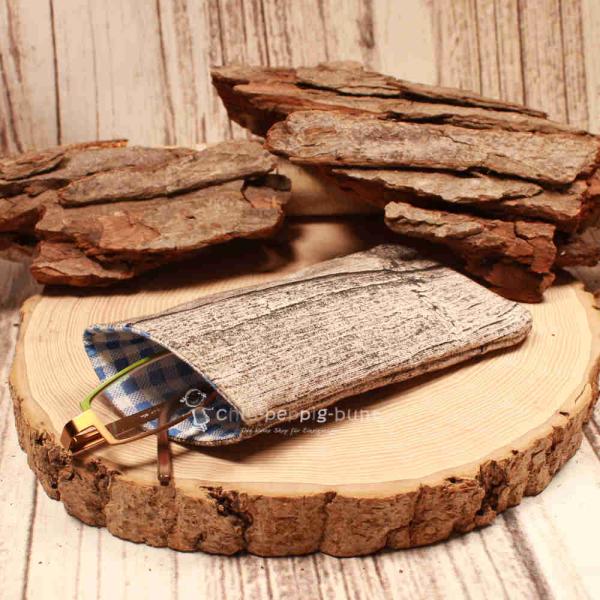 Brillenetui Stoff Holzoptik handmade