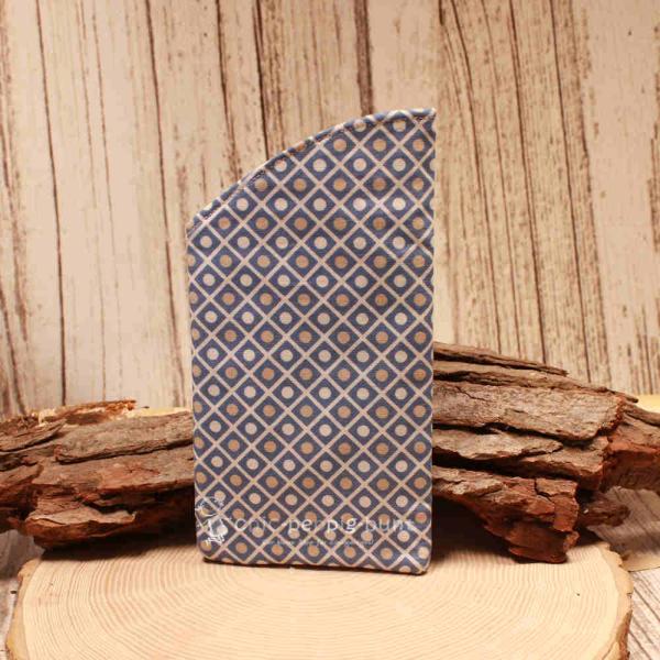 Brillenetui Stoff blau mit Vierecke und Kreisen handmade