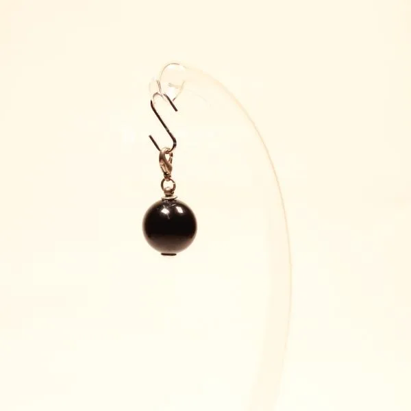 Charms Anhänger Kugel schwarz glänzend 2 cm Durchmesser - charms anhaenger kugel gross schwarz karabiner