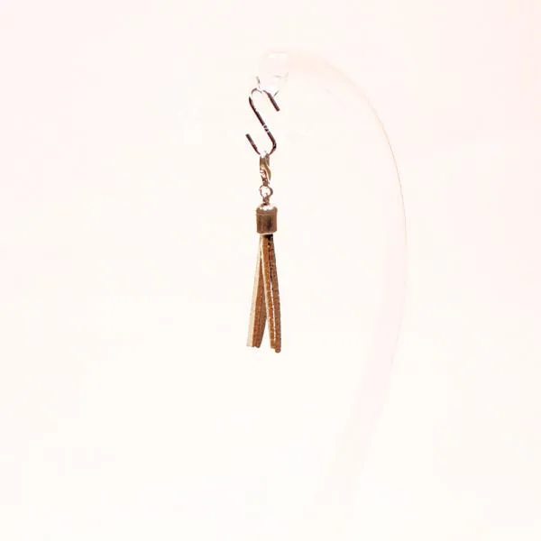 Charms Anhänger Quaste Leder grau - creme versilbert - charms anhaenger quaste leder versilbert creme karabiner