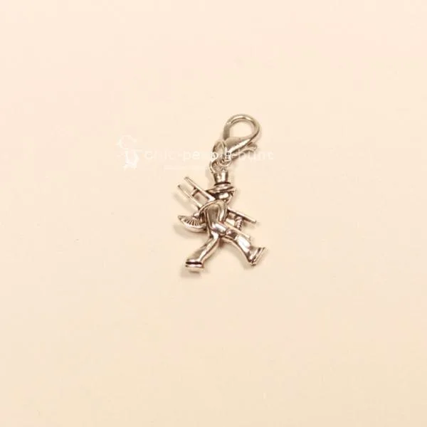 Charmsanhänger Schornsteinfeger versilbert mit Karabiner - charms anhaenger schornsteinfeger versilbert