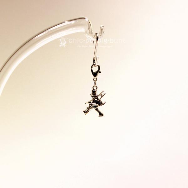 Charmsanhänger Schornsteinfeger versilbert mit Karabiner