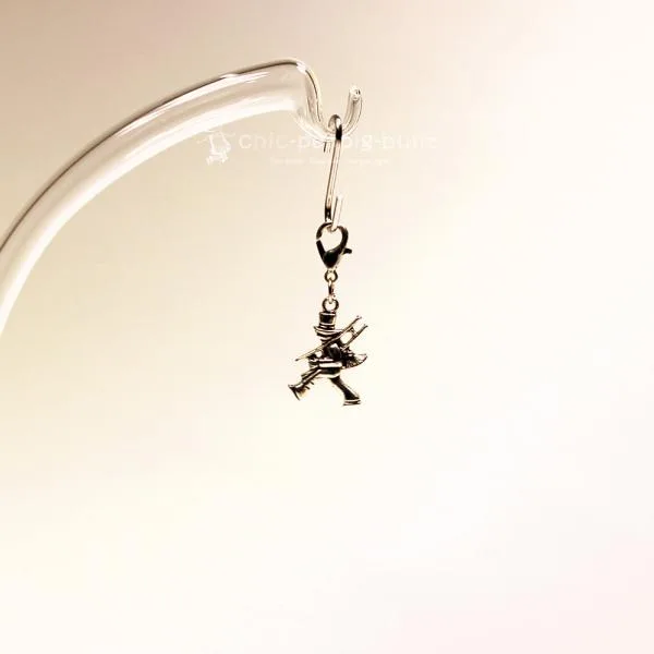 Charmsanhänger Schornsteinfeger versilbert mit Karabiner - charms anhaenger schornsteinfeger versilbert