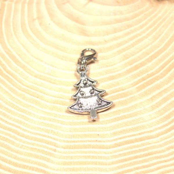 Charmsanhänger Weihnachten Baum grün versilbert