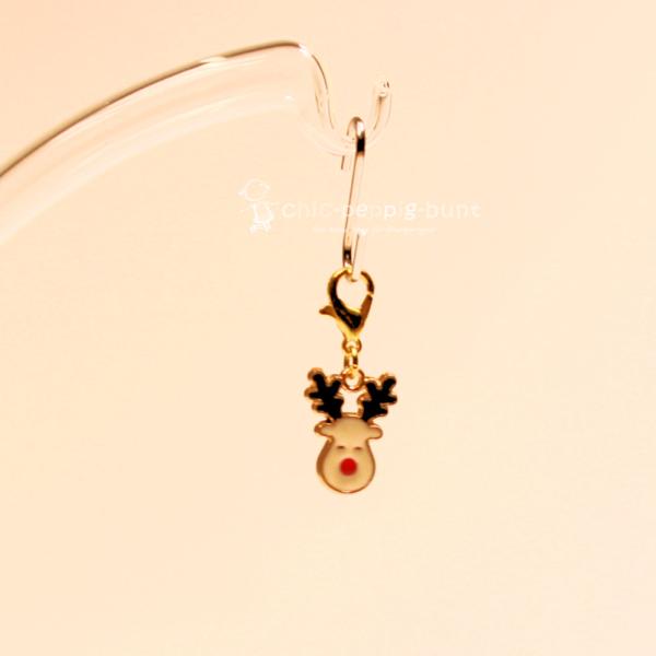 Charmsanhänger Weihnachten Elch mini weiss vergoldet