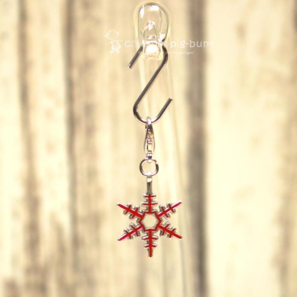 Charmsanhänger Weihnachten Schneeflocke rot versilbert