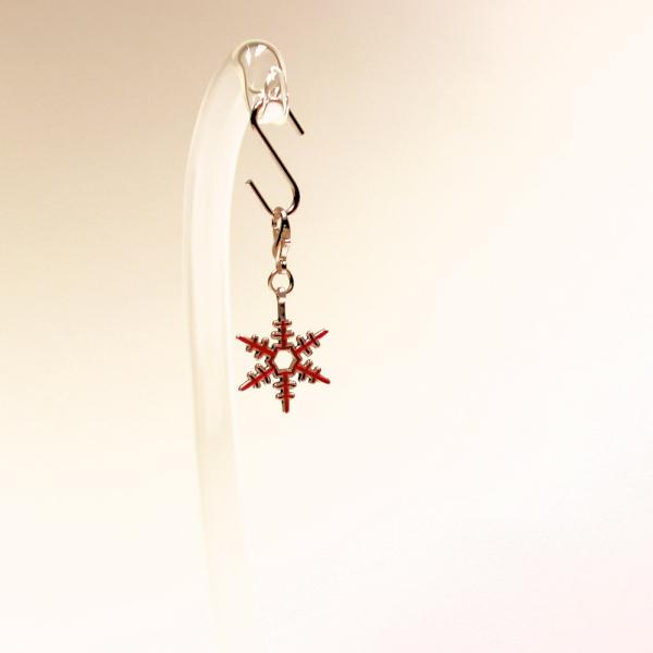 Charmsanhänger Weihnachten Schneeflocke rot versilbert